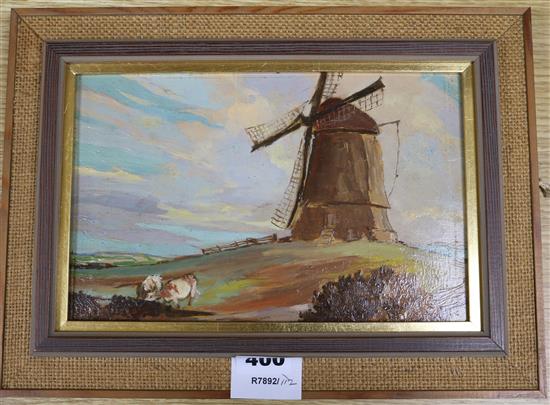 K. Napper, oil, landscape with windmill